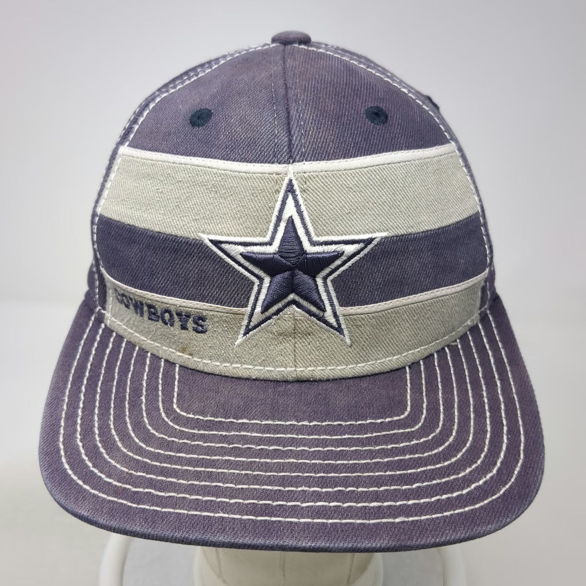 Dallas Cowboys NFL Reebok Cap Blue M Contrast Stitching Stripes Star Logo Hat
