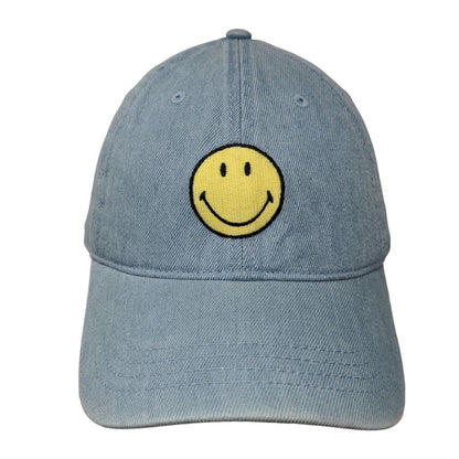Smiley Face Slideback Hat Blue One Size Embroidered American Eagle