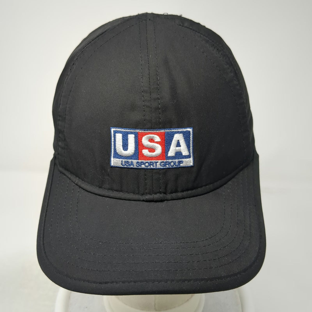 Baseball Cap Black One Size USA Sport Group Patch Perforated Strapback Hat