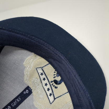 Skips Fitted Hat Blue Large Embroidered Glitter Rhinestone 6 Panel Acrylic
