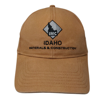Idaho Materials & Construction Strapback Hat Tan OSFM Embroidered Otto