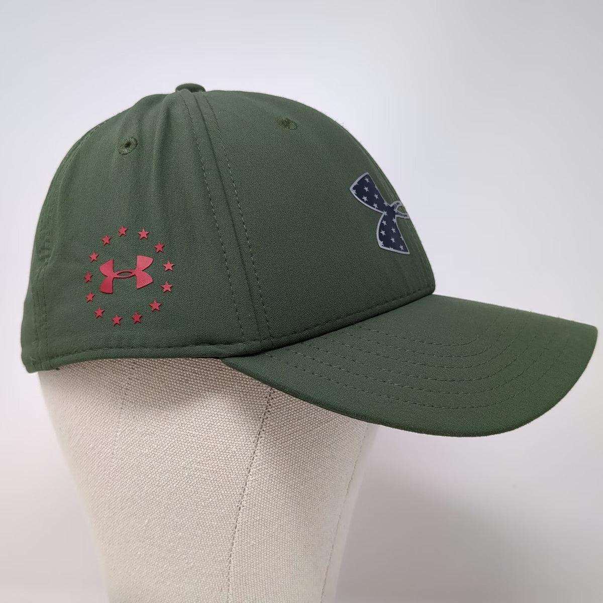 Under Armour Baseball Cap Green L American Flag Patriotic Fitted Performance Hat