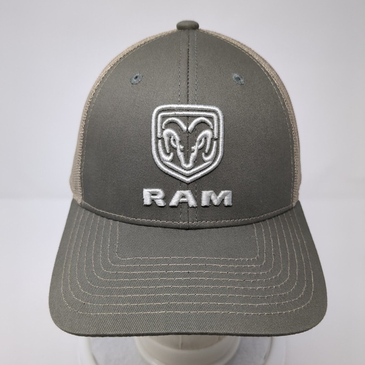 RAM Snapback Trucker Hat Brown One Size Adjustable Embroidered Mesh Back 6 Panel