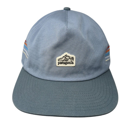 Patagonia Snapback Trucker Hat Blue OSFA Small Patch Logo Striped Retro Style