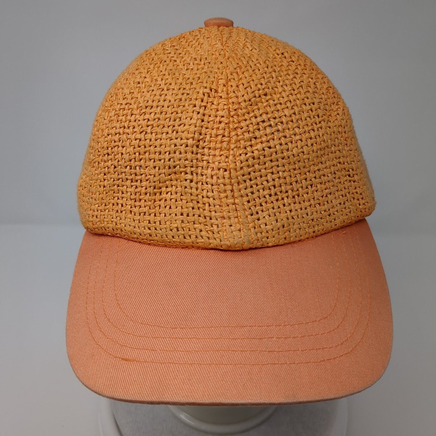 Unbranded Strapback Straw Hat Orange OSFA Adjustable Breathable 6 Panel Blank