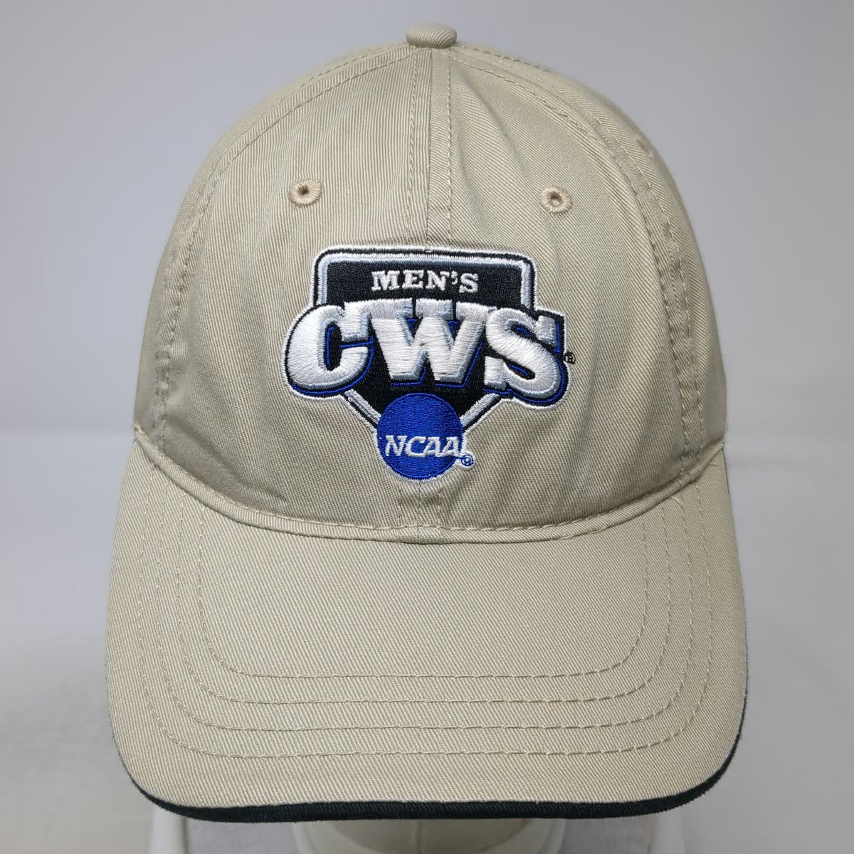 NCAA CWS College World Series Beige One Size Cap Slideback Embroidered Hat Logo