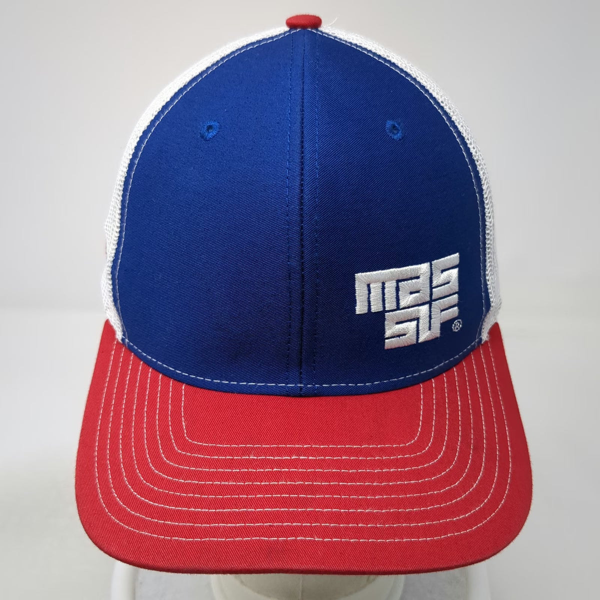 Richardson Trucker Hat Blue Red White One Size Mesh Back MSF Logo US Flag