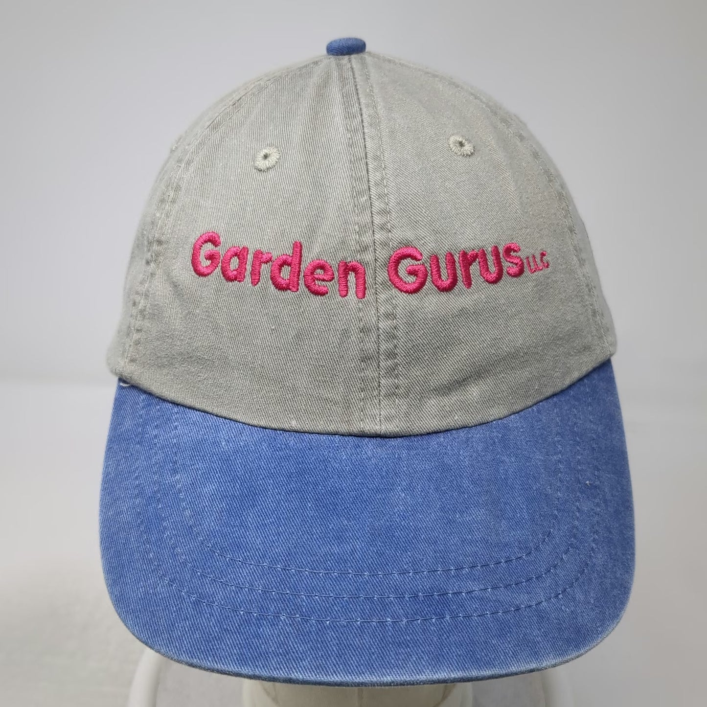 Adams Baseball Cap Gray Blue One Size Leather Strapback Garden Gurus LLC Hat