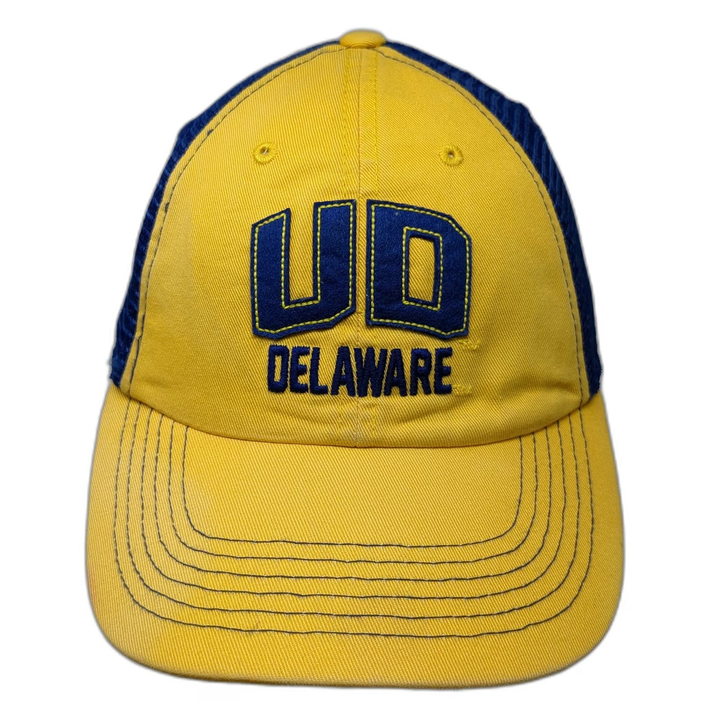 Delaware NCAA Top of the World Trucker Hat Yellow Blue One Size Snapback Mesh