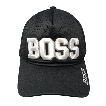 BOSS Strapback Baseball Cap Black OS Adjustable Embroidered Augusta Sportswear