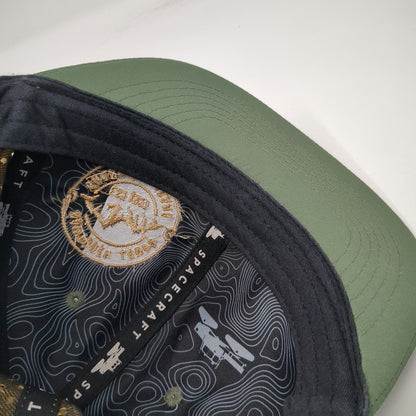 Spacecraft Trucker Hat Green One Size Sawtooth Lodge Idaho Grandjean Snapback