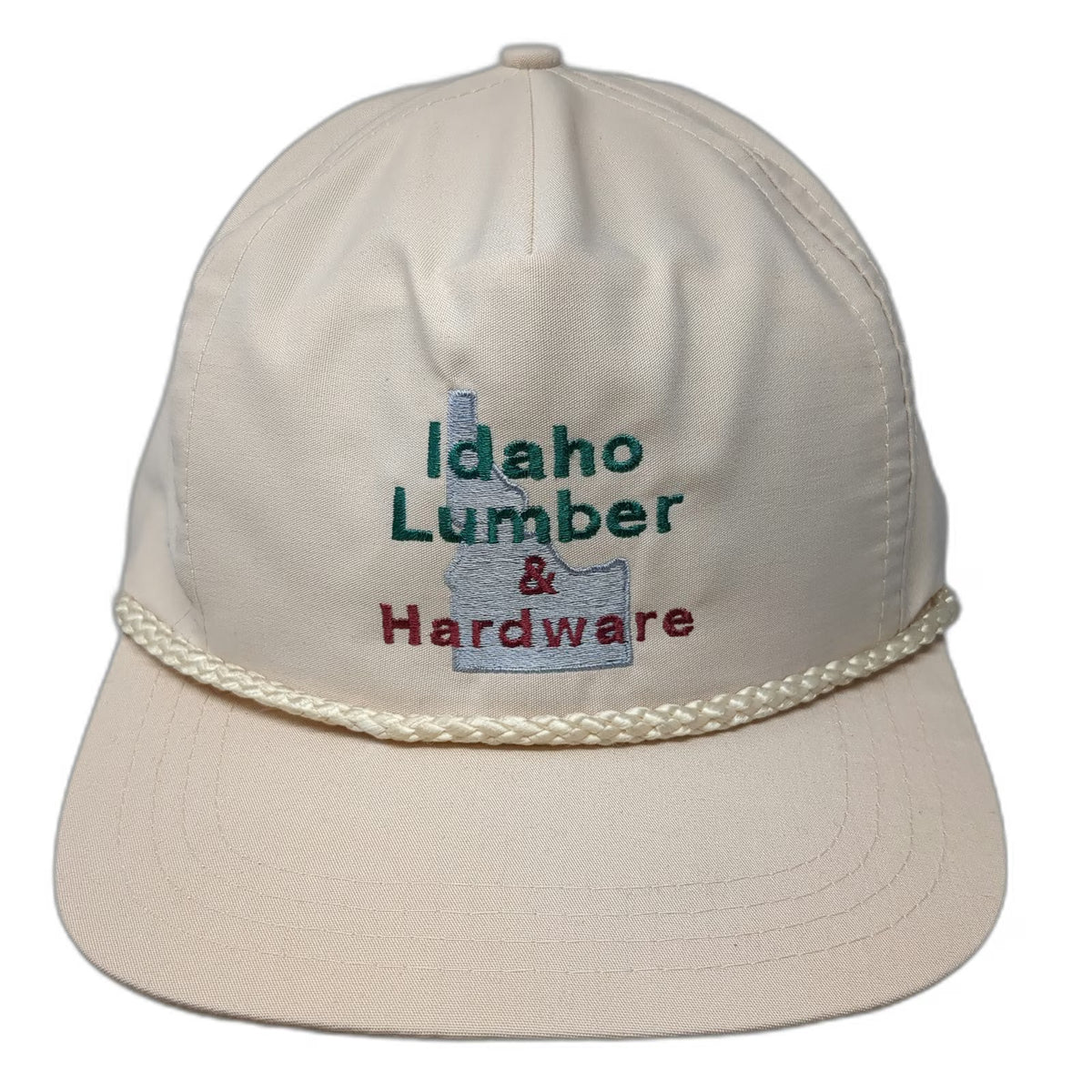 5 Panel Beige One Size Slideback Rope Idaho Lumber Hardware Embroidered Hat