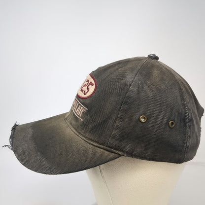 Caterpillar Baseball Cap Black Beige Red One Size Distressed Brim Strapback Hat
