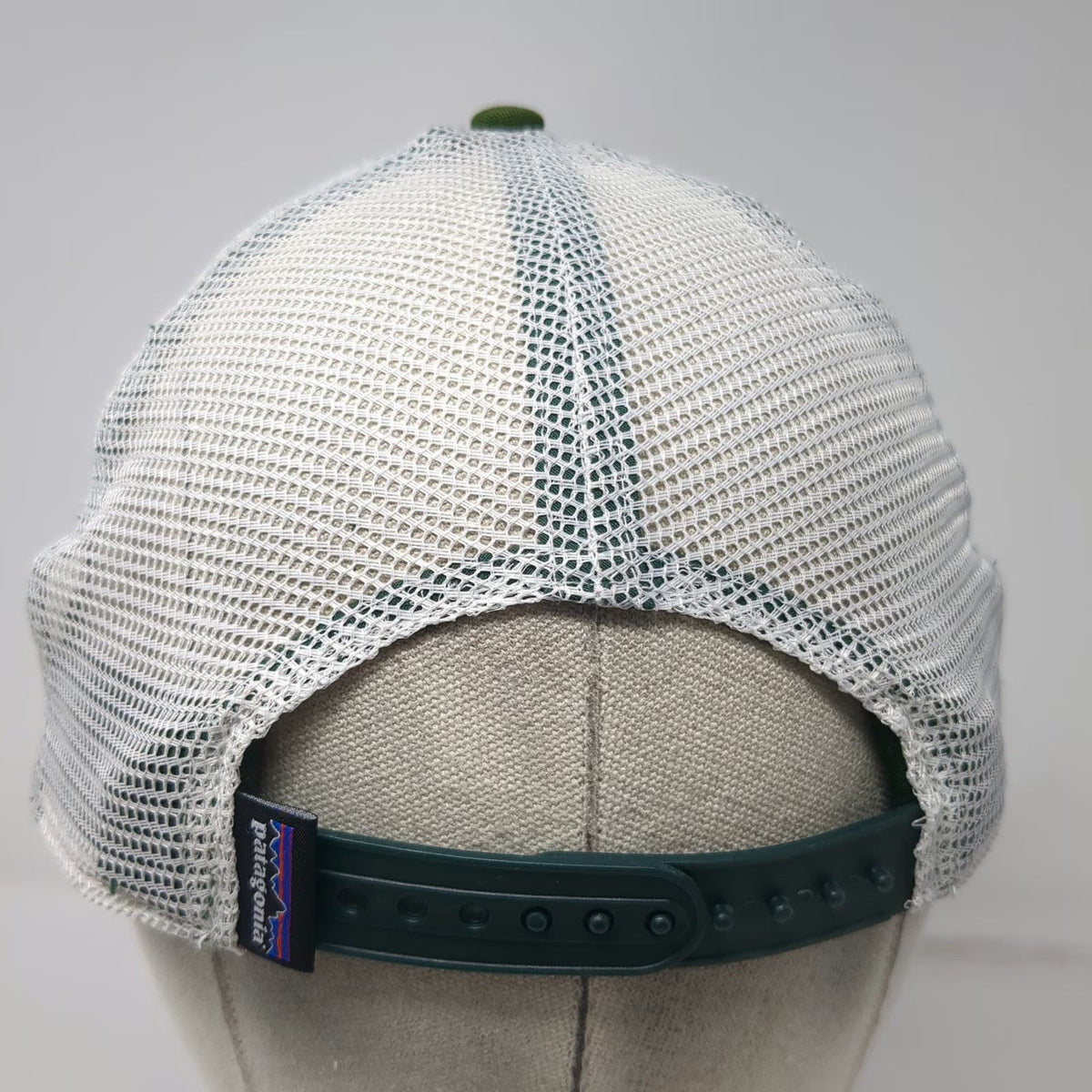 Patagonia Trucker Hat Green One Size Striped Mesh Back Snapback Rope Detail