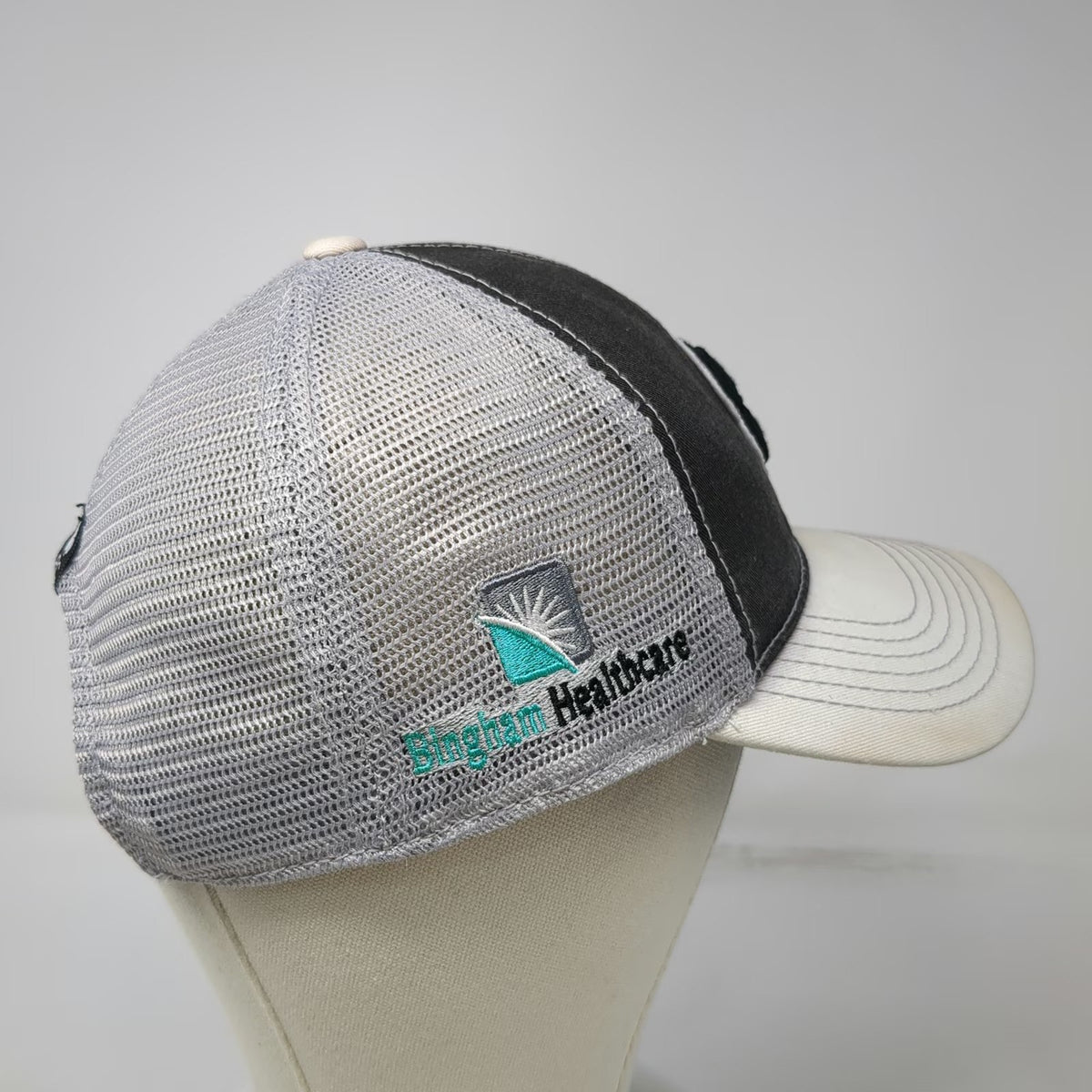 Black Clover Trucker Hat Gray White One Size Bingham Healthcare Live Lucky