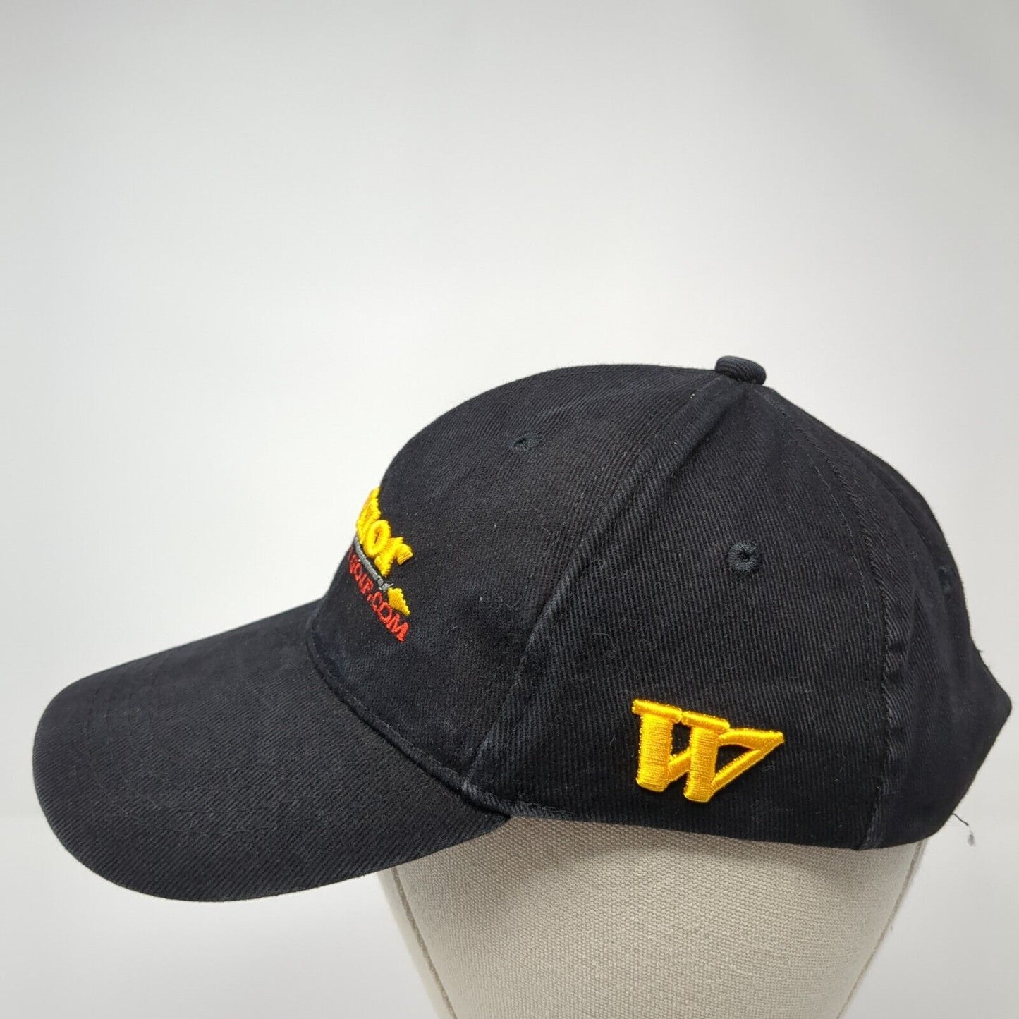 Warrior Custom Golf.com Strapback Hat Black OS Adjustable Embroidered Cotton