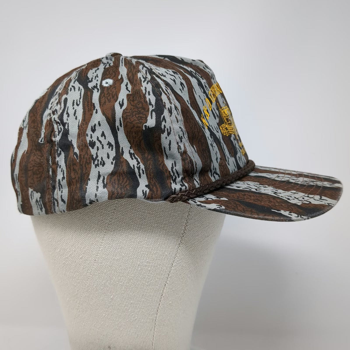 Cobra Caps 5 Panel Hat Brown Gray One Size Tiger Stripe Camo Rope Semi Truck