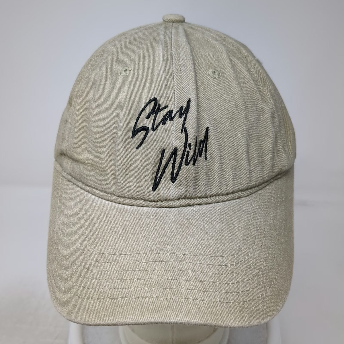 Atticus Baseball Cap Beige One Size Stay Wild Script Embroidered Hat Slideback