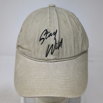 Atticus Baseball Cap Beige One Size Stay Wild Script Embroidered Hat Slideback