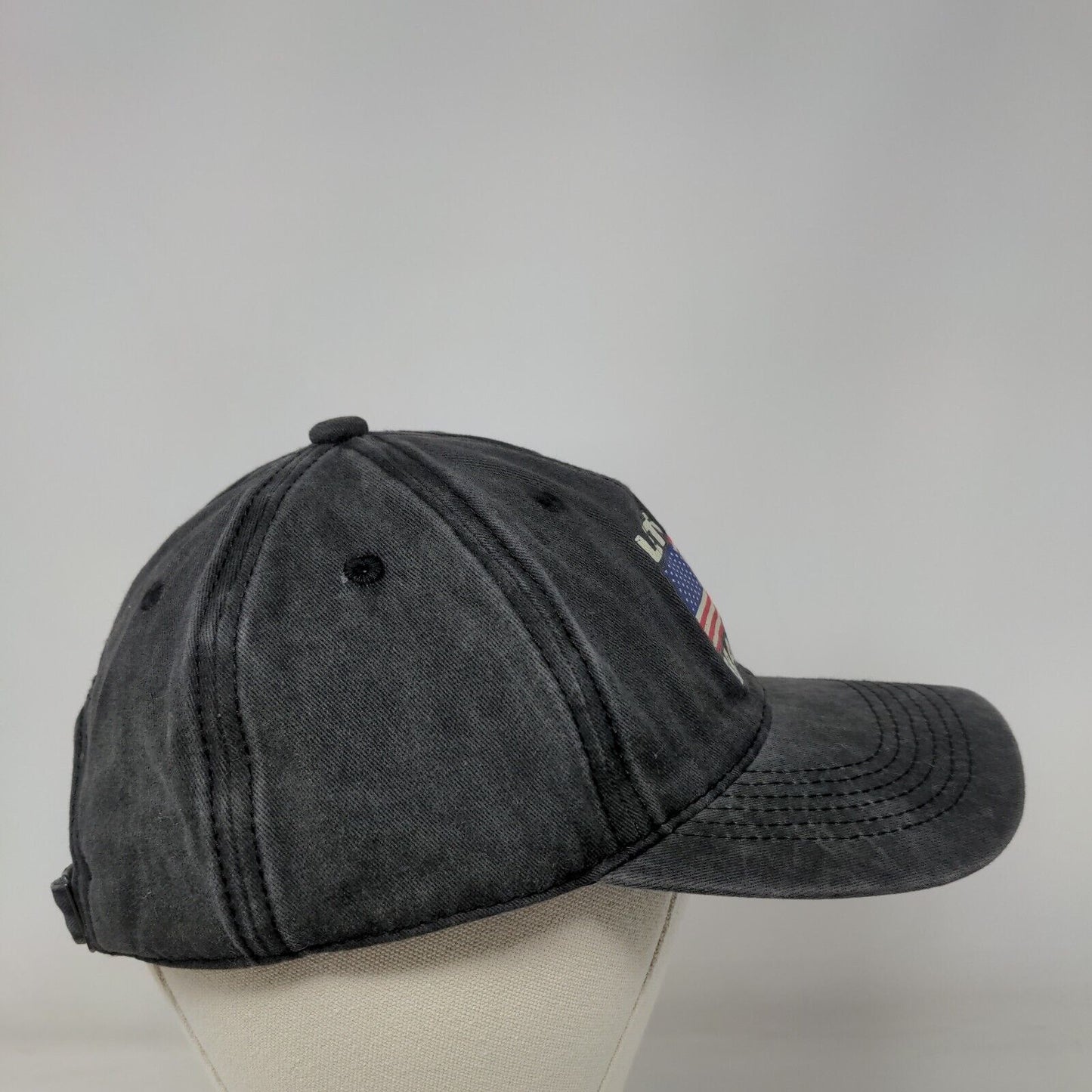 Let's Go Brandon Slideback Hat Gray One Size American Flag Patriotic Cotton