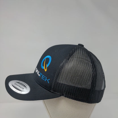 Qaltek Snapback Mesh Back Trucker Hat Black One Size Embroidered Yupoong