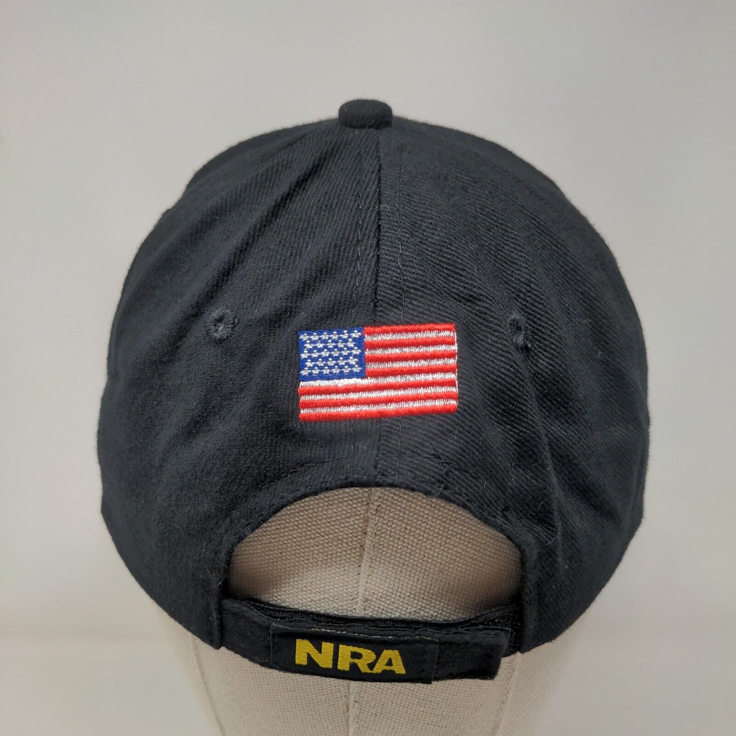 NRA American Flag Strapback Hat Black One Size Embroidered Adjustable