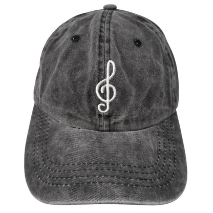 Treble Clef Notes Slideback Hat Gray One Size Adjustable Embroidered 6 Panel