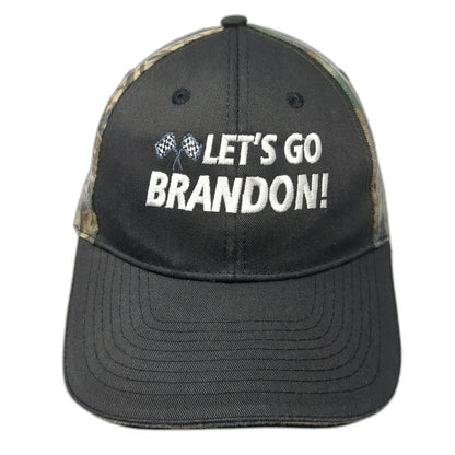 Black Camo Lets Go Brandon Checkered Flags Hat One Size Baseball Cap Racing