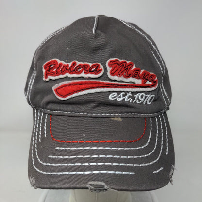 Riviera Maya est. 1970 Strapback Hat Gray OS Adjustable Embroidered Distressed