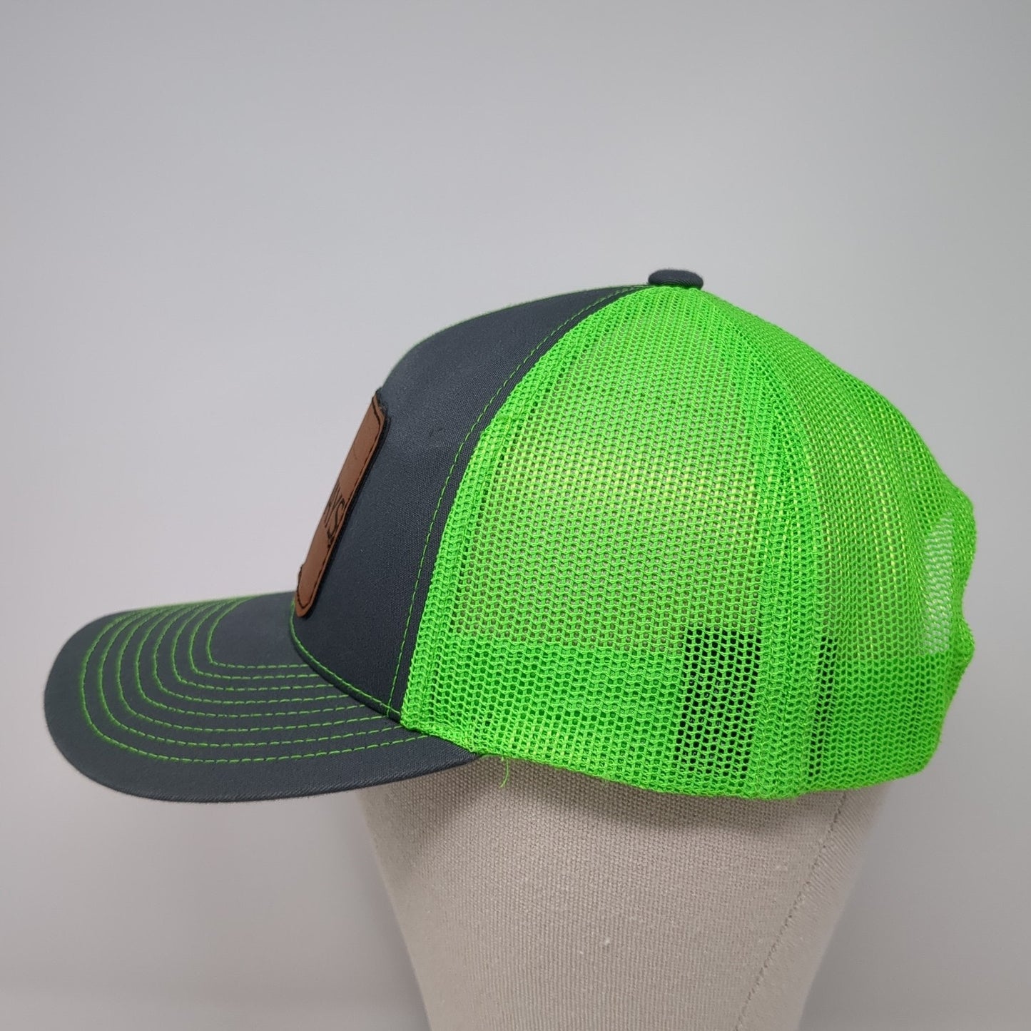 Lifeways Leather Patch Snapback Trucker Hat Multi One Size Mesh Back