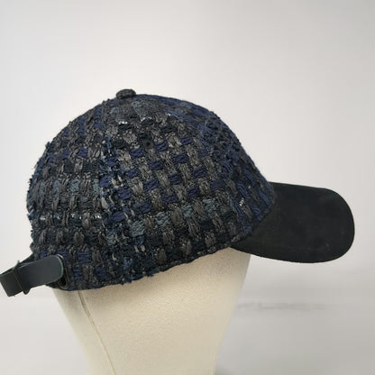 rag & bone Baseball Cap Blue Black One Size Linton Tweed Suede Brim Leather Hat