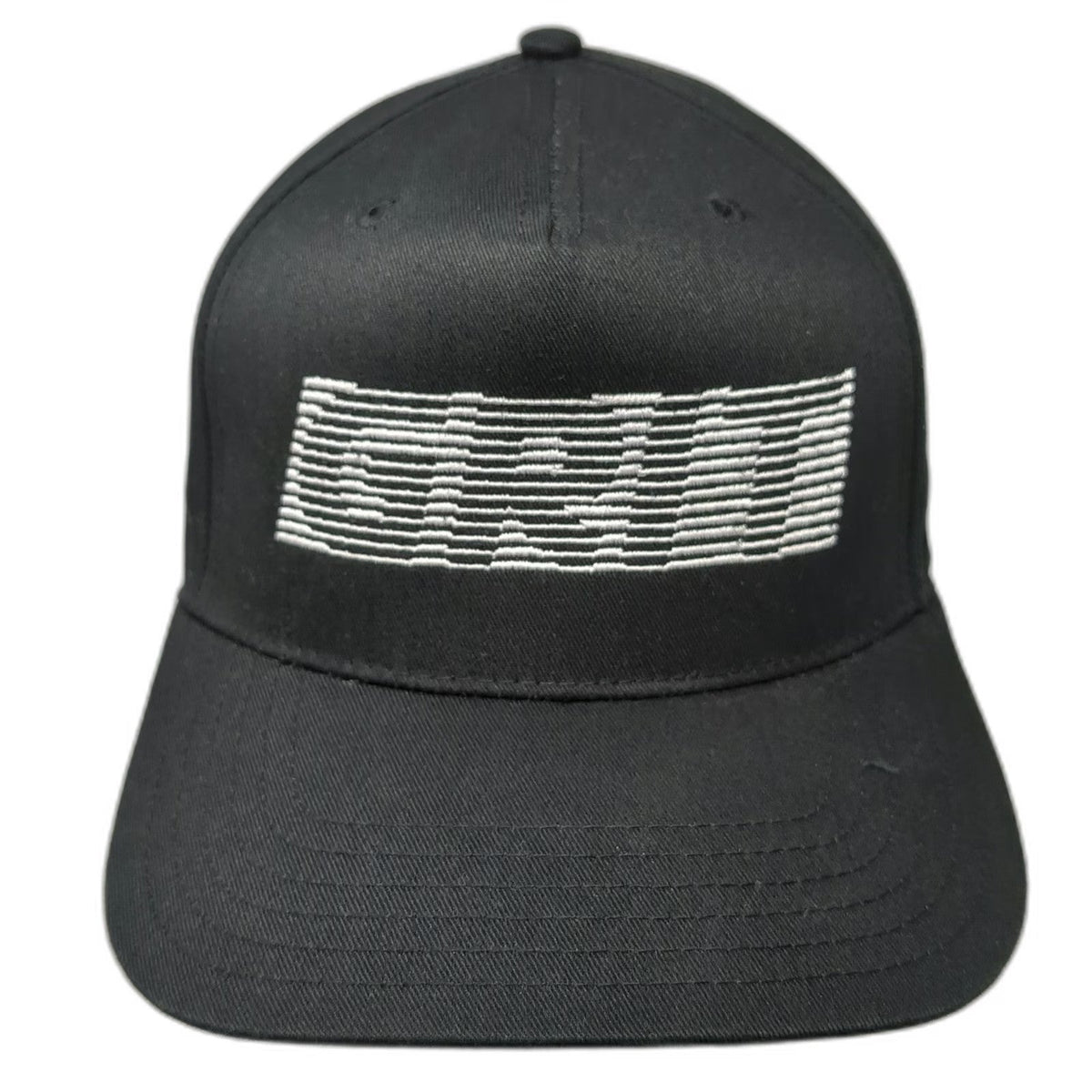 GRIT 5 Panel Hat Black One Size Snapback Flat Brim Structured Embroidered Logo