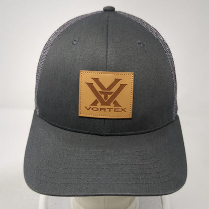Vortex Trucker Hat Gray One Size Snapback Mesh Leather Patch Outdoor Logo