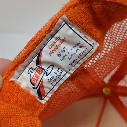 Otto Trucker Hat Orange One Size Mesh Back Snapback RevoluSun Solar Energy Patch