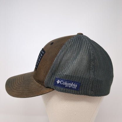 Columbia PFG Fish USA Flag Fitted Trucker Hat Multicolor S/M Patriotic Mesh Back