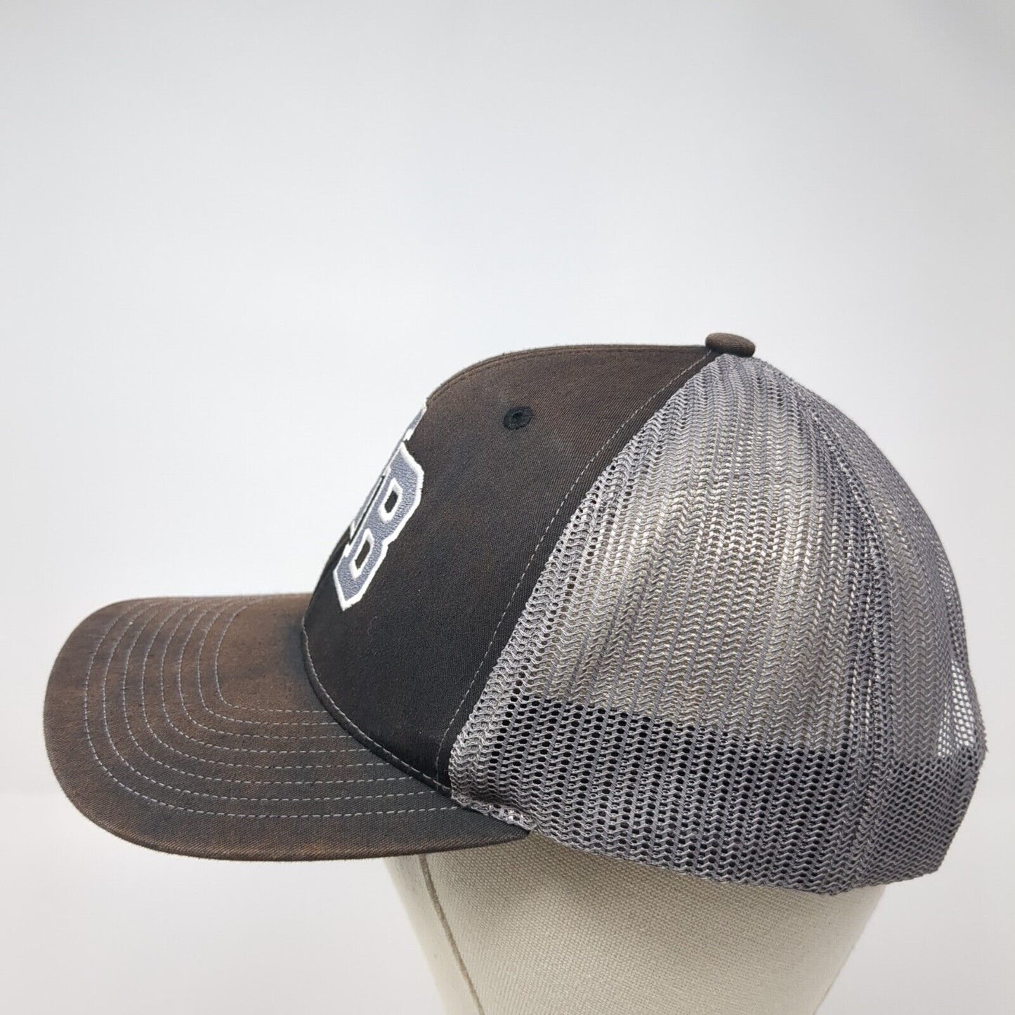 NB Snapback Mesh Back Trucker Hat Black One Size Embroidered Letters