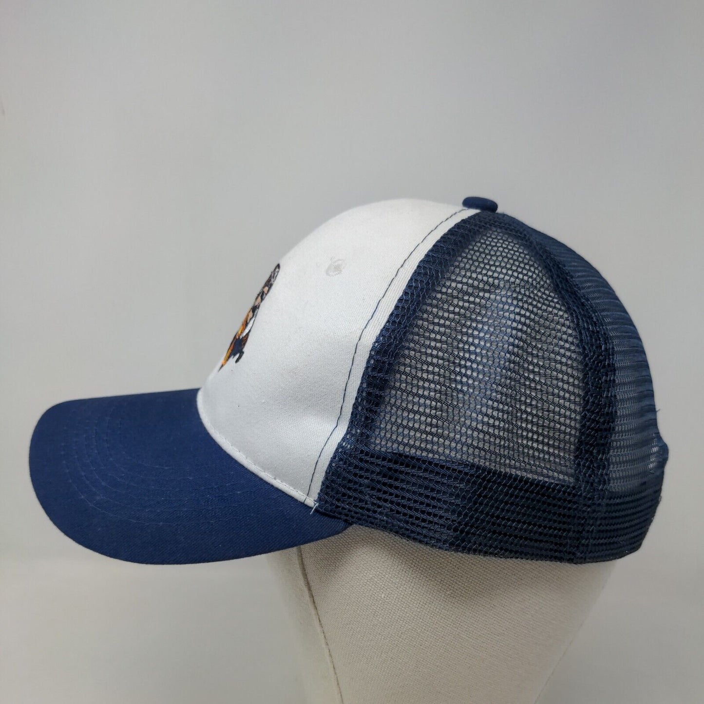 Unbranded Men's Snapback Mesh Back Hat Blue White Embroidered Pilot Logo