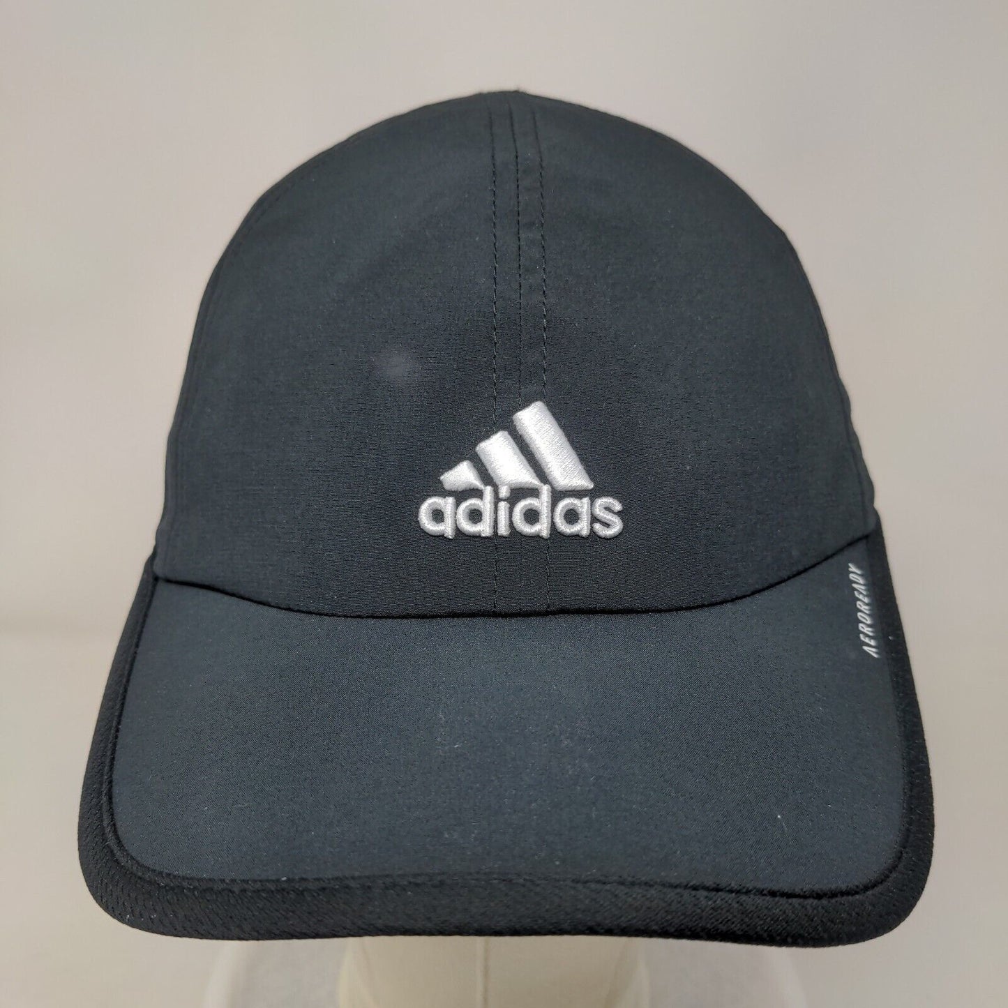 Adidas Aeroready Strapback Hat Black One Size Adjustable Embroidered 6 Panel