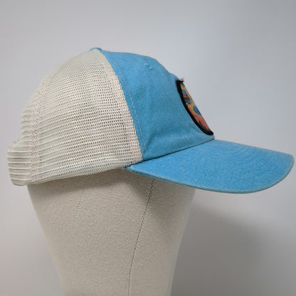 Sportsman Trucker Hat Blue Beige One Size Mesh Back Snapback Landscape Patch
