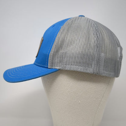 Richardson Trucker Hat Blue One Size Boise Cascade Leather Patch Mesh Gray Brown