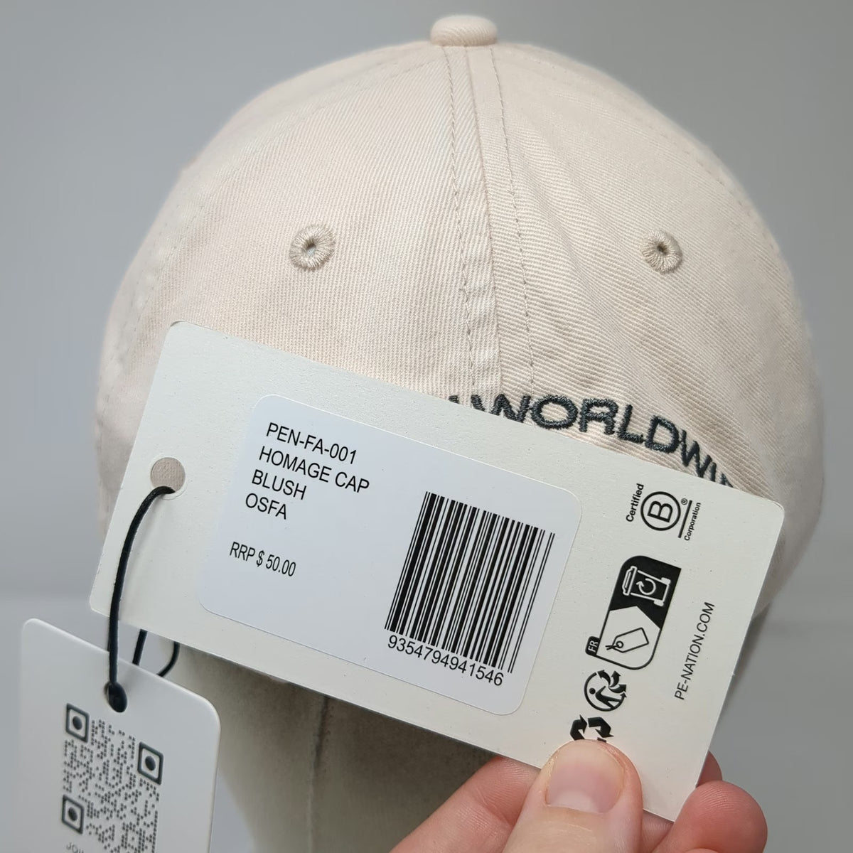 P.E Nation Baseball Cap Beige One Size Embroidered Logo Strapback Worldwide Hat