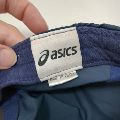 ASICS 5 Panel Blue Hat One Size Embroidered Logo Adjustable Strapback Sport
