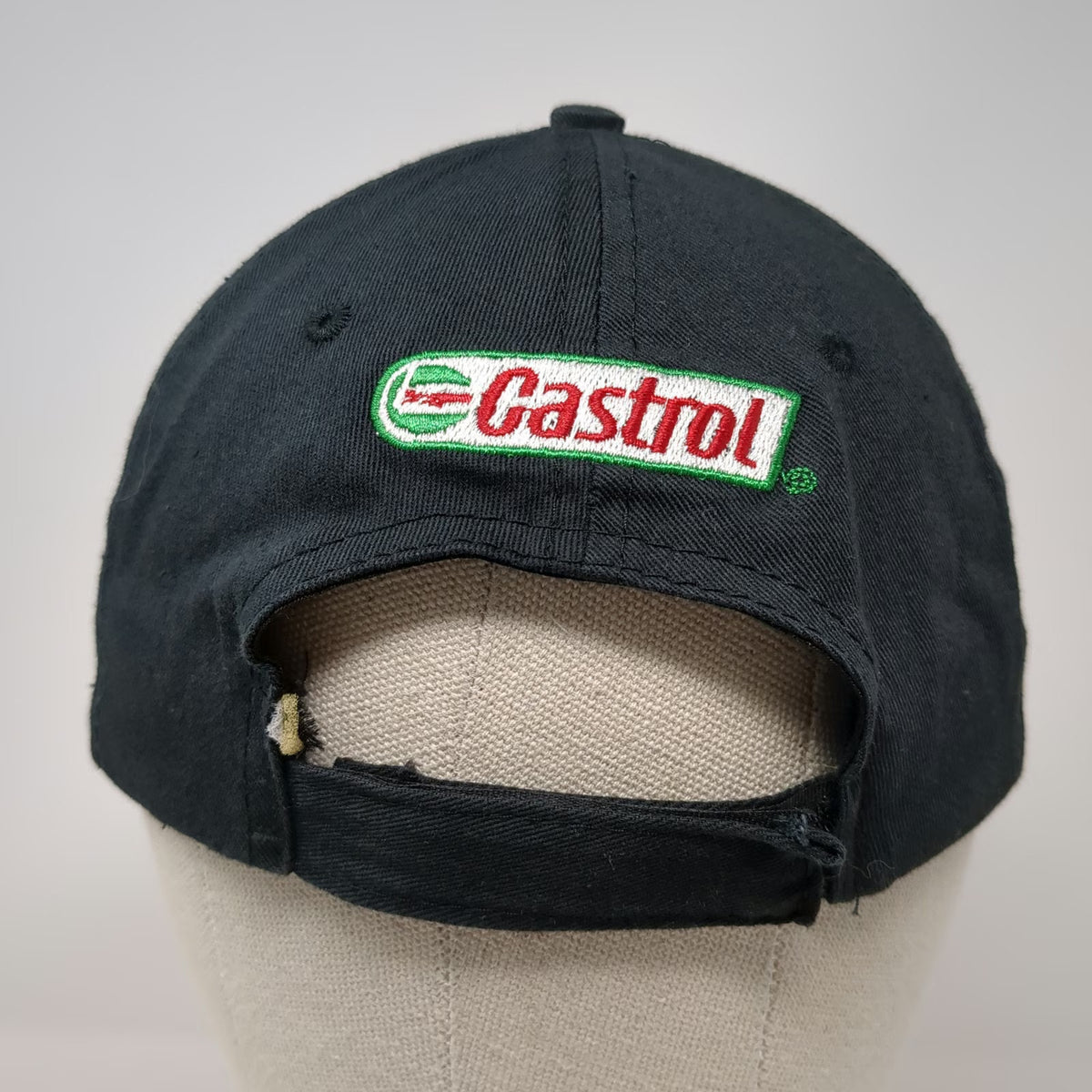 Black Baseball Cap OSFM John Force Racing Castrol Strapback Hat NHRA Dragster