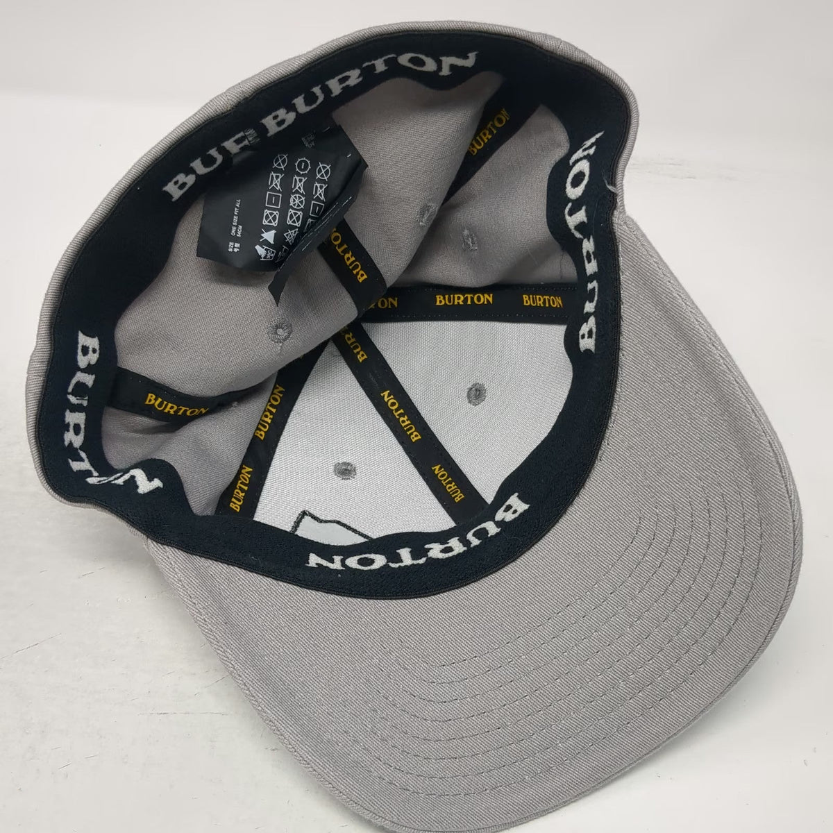 Burton Baseball Cap Gray One Size Mountain Logo Stretch Fit A-Flex Action Hat