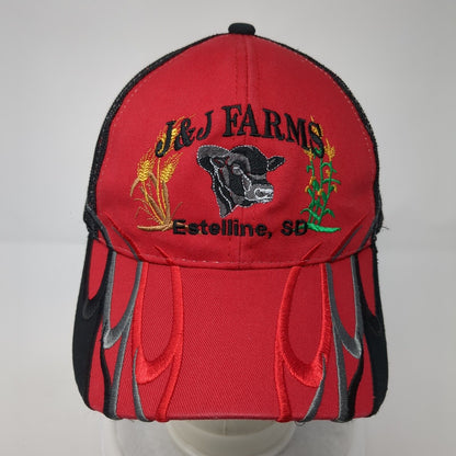 J&J Farms Estelline, SD Strapback Trucker Hat Red One Size Mesh Back