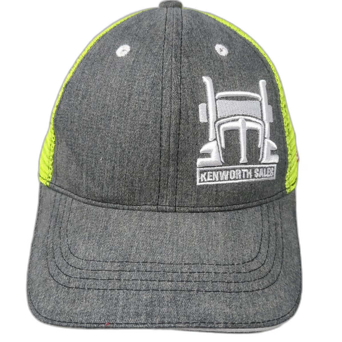 360 Apparel Kenworth Sales Gray Yellow OSFM Baseball Cap Mesh Hat Trucker Flag