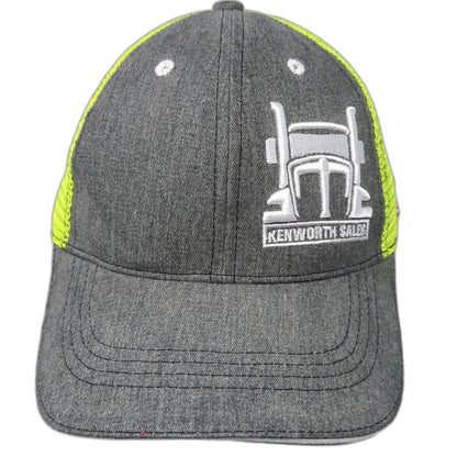 360 Apparel Kenworth Sales Gray Yellow OSFM Baseball Cap Mesh Hat Trucker Flag