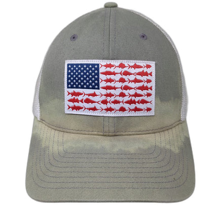 Columbia PFG Gray XL Baseball Cap Fish American Mesh Stretch Fit Hat Outdoor