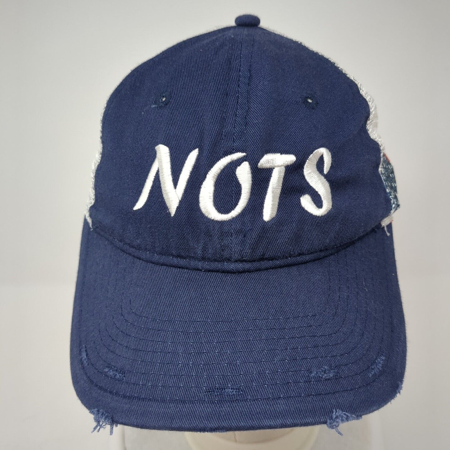 NOTS Strapback Hat Blue One Size Adjustable Distressed Mesh Back Outdoor Cap