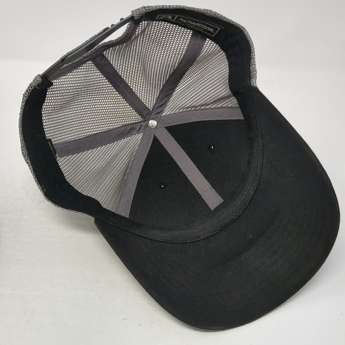 Richardson Trucker Hat Black One Size Leatherman Multi-Tool Patch Mesh Back